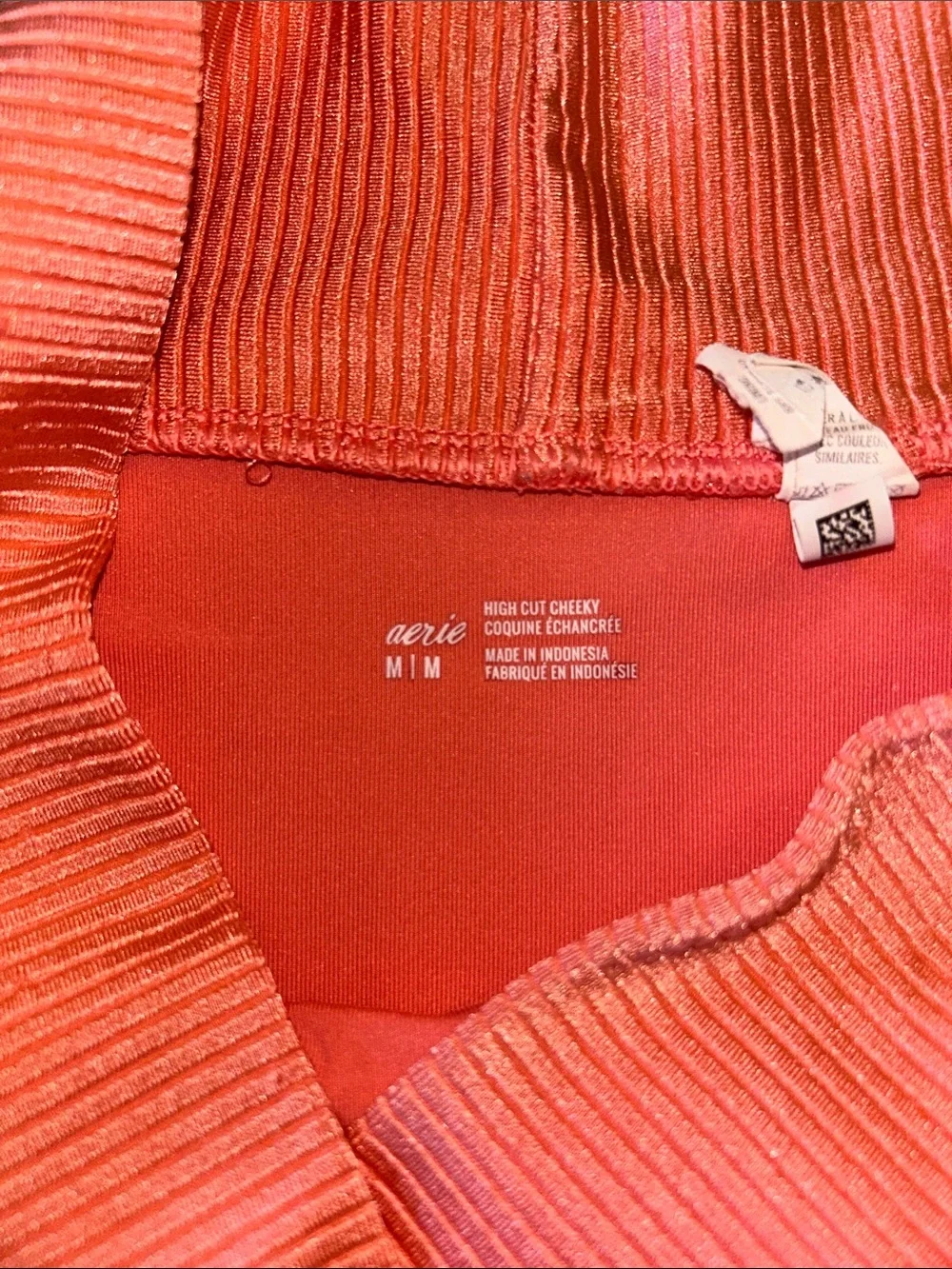 aerie Pink Ribbed High-Rise Bikini Set